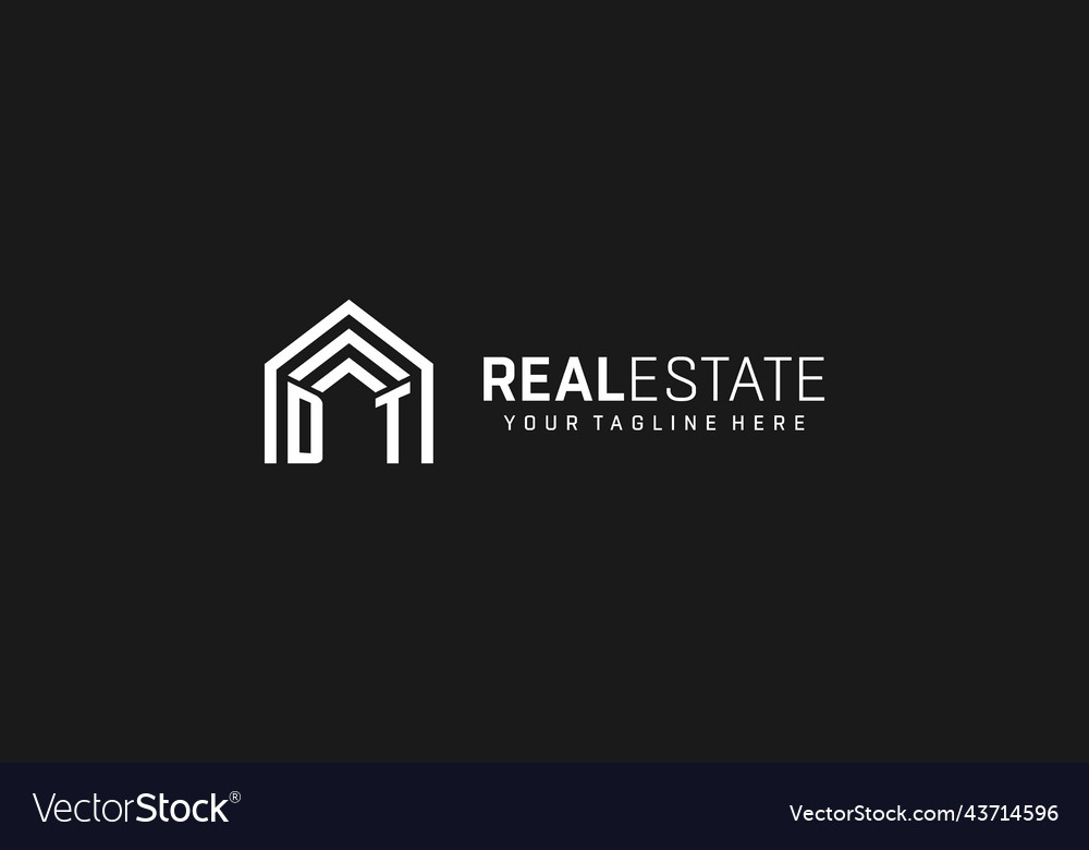 Letter dt house roof shape logo creative real