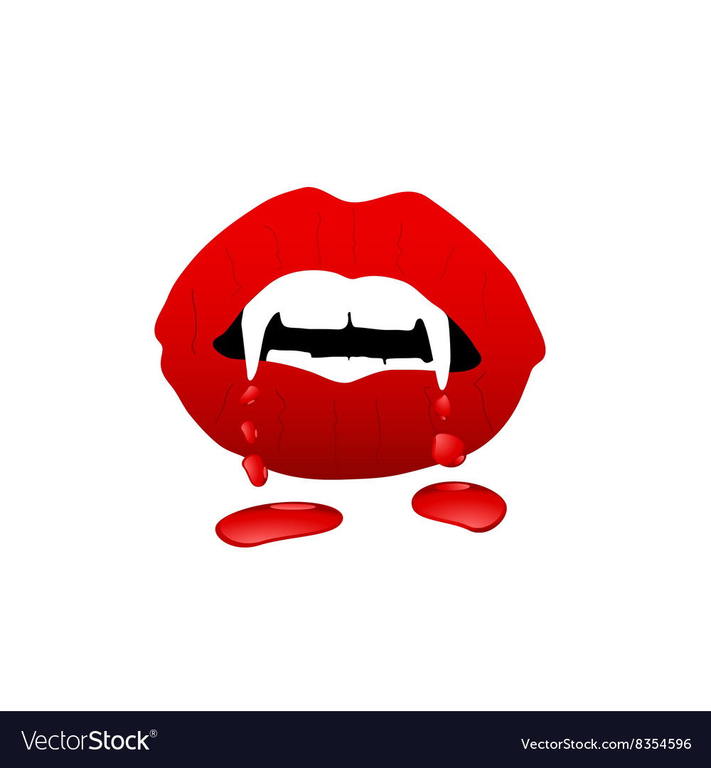 Lips vampire with blood