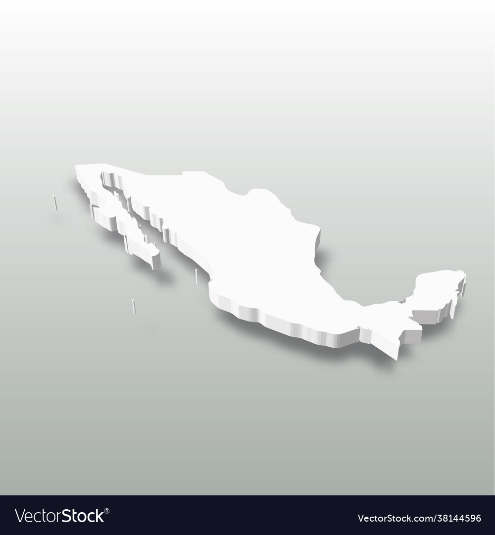 Mexico - white 3d silhouette map country area Vector Image