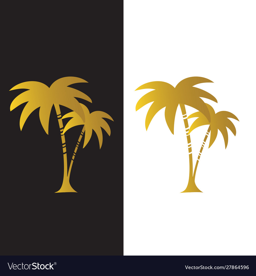 Palm tree golden logo design template