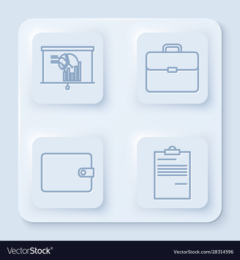 Set line board with graph chart briefcase wallet vector image Set line board with graph chart briefcase wallet