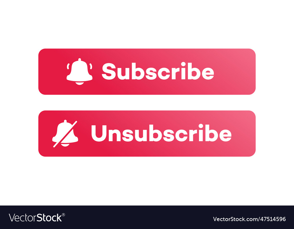 Subscribe and unsubscribe button set vector image Subscribe and unsubscribe button set