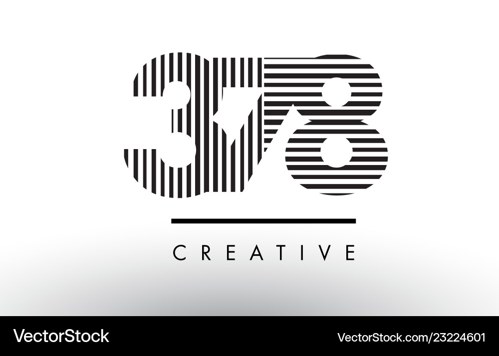 378 black and white lines number logo design Vector Image