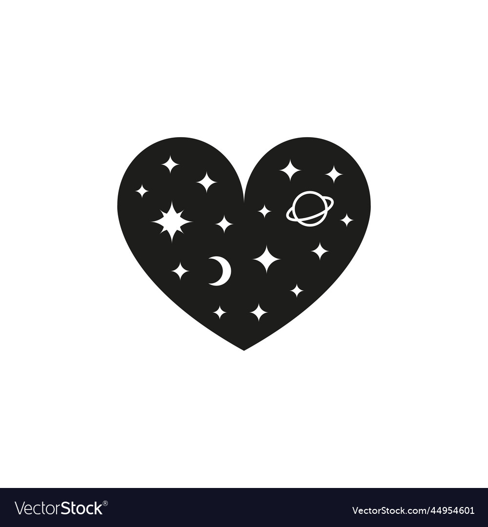 Boho celestial heart with stars and Vector Image