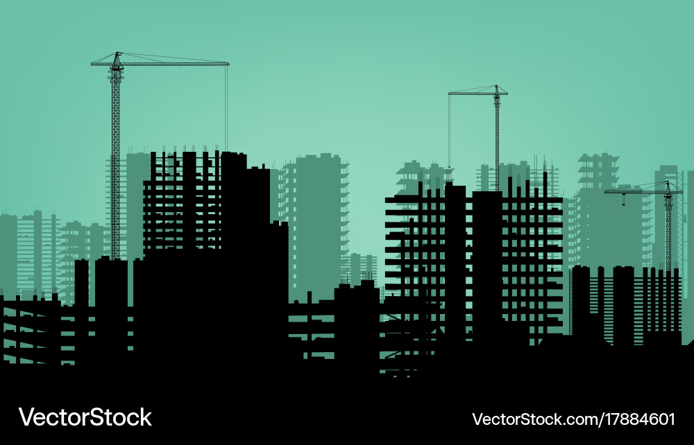 Construction Site with Cranes Royalty Free Vector Image