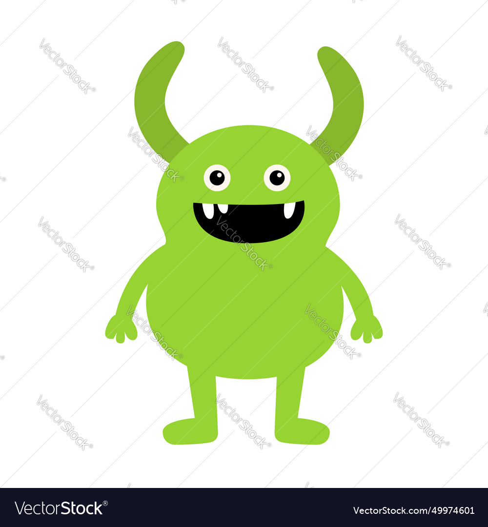 Cute monster happy halloween smiling head face