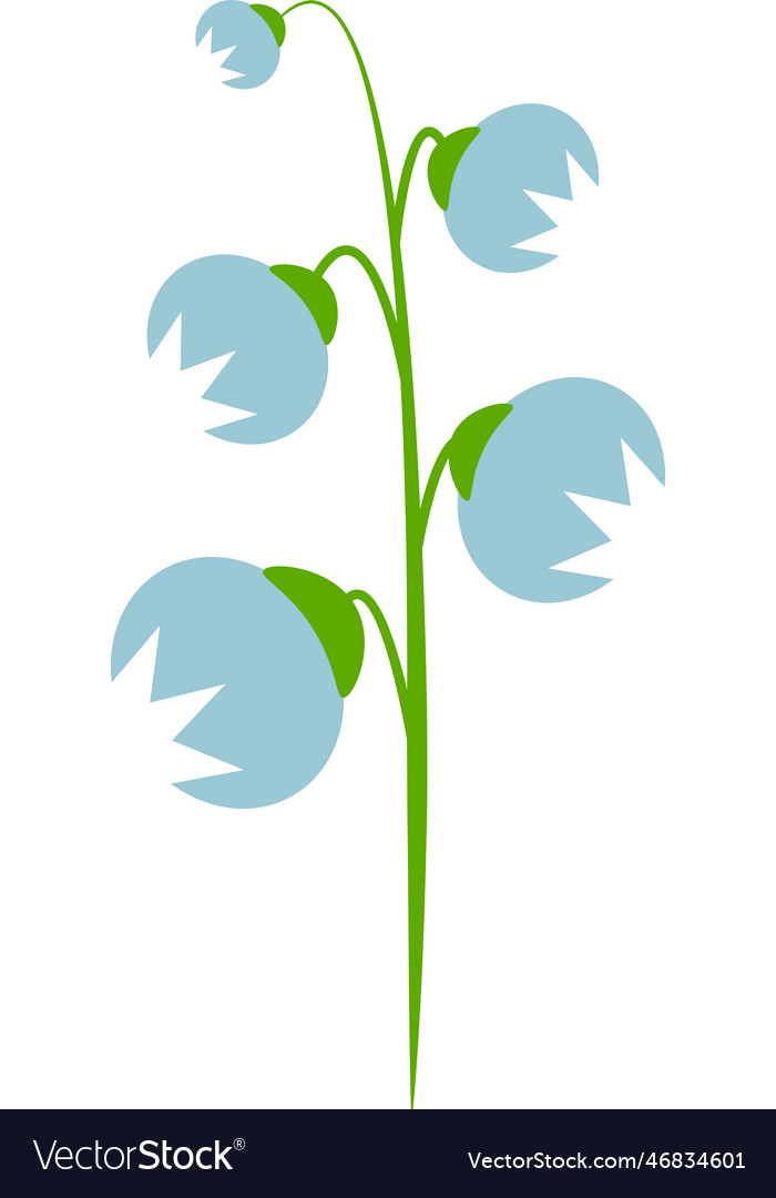 Isolated greeting with single blue bell flower Vector Image