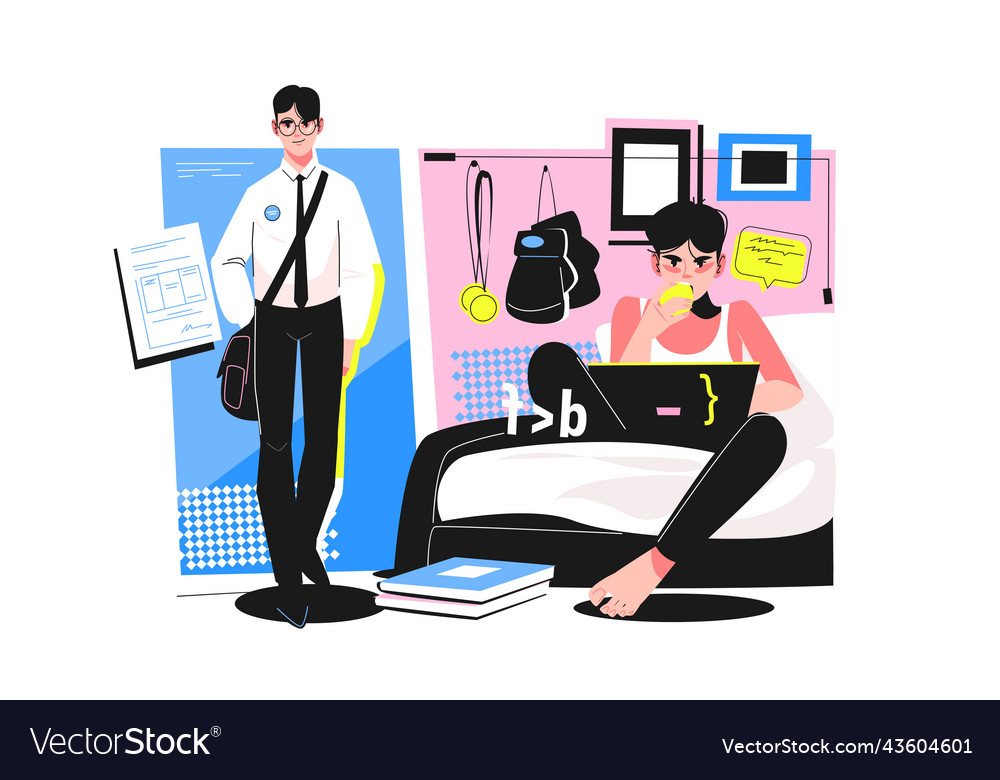 Programming school student in uniform Royalty Free Vector