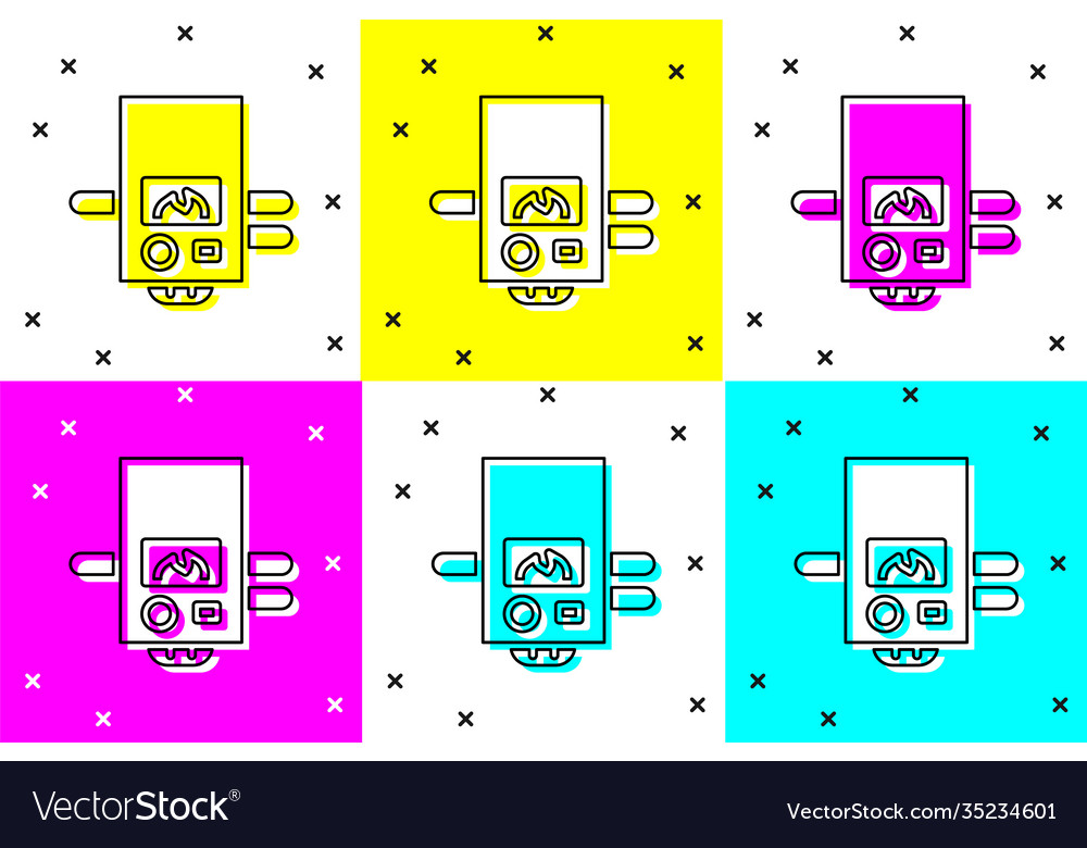 Set gas boiler with a burning fire icon isolated Vector Image