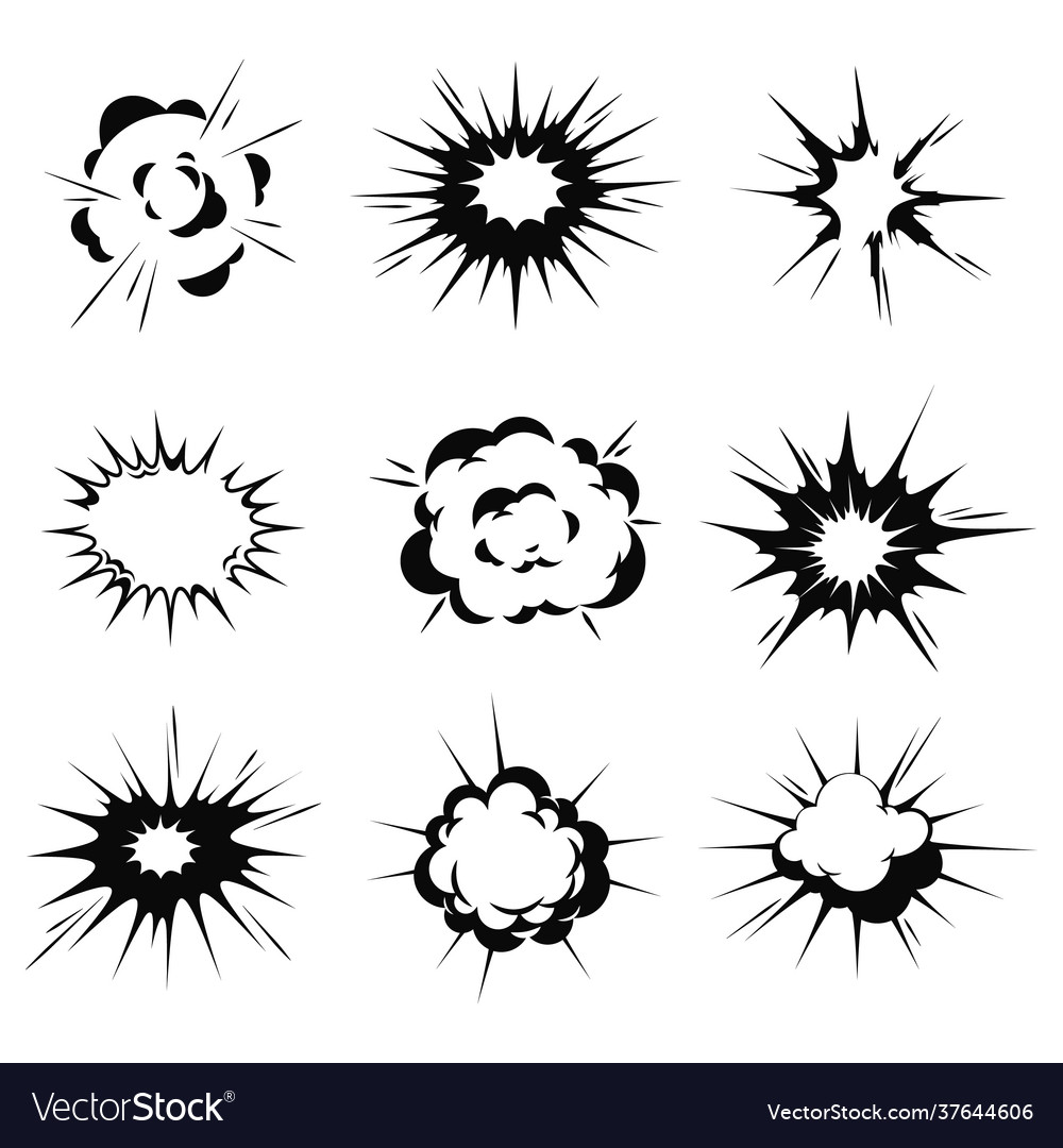 Bang or explosion icons simple icons Royalty Free Vector