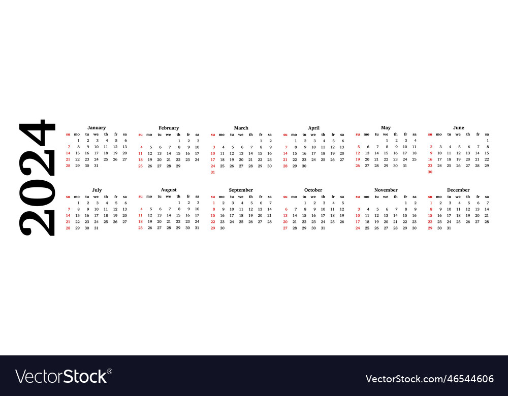 Calendar for 2024 isolated on a white background Vector Image