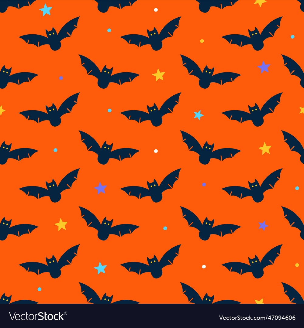 Cute happy halloween bats cartoon seamless