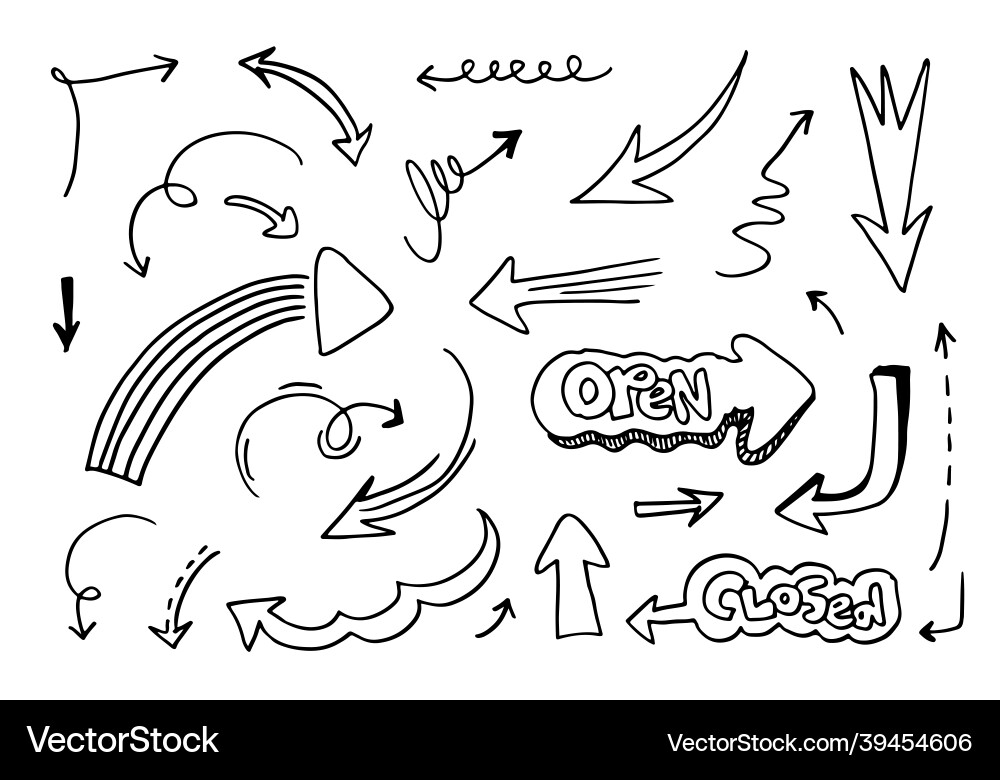Doodle design elements hand drawn arrows Vector Image