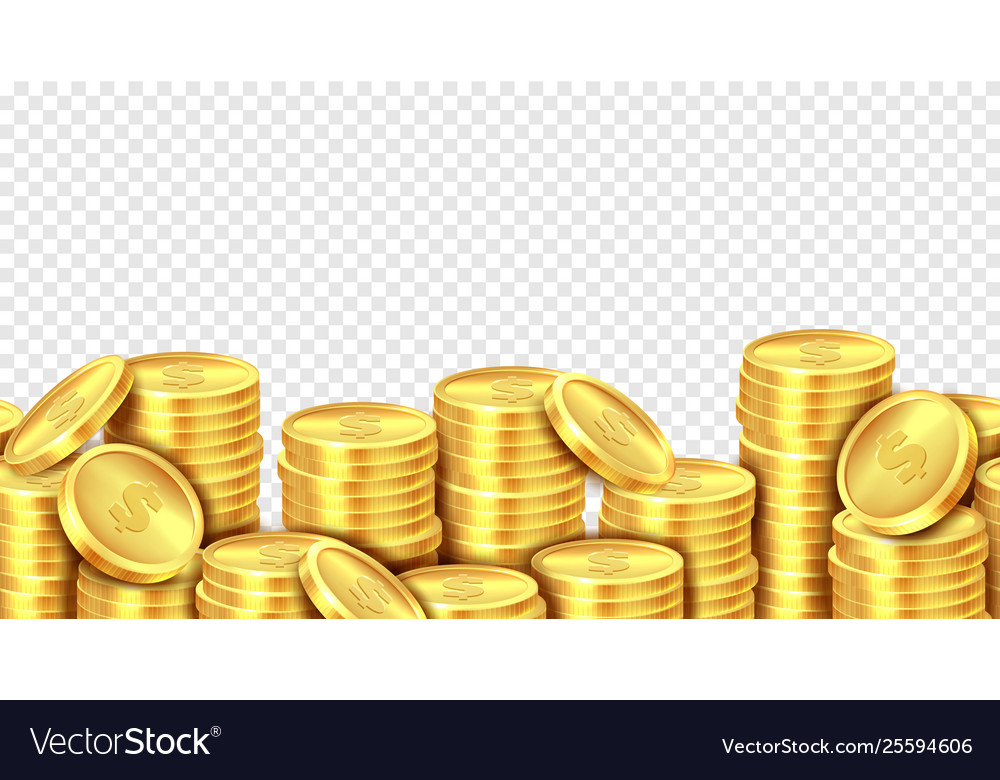 Gold Coins Stack Realistic Golden Coin Money Pile - 