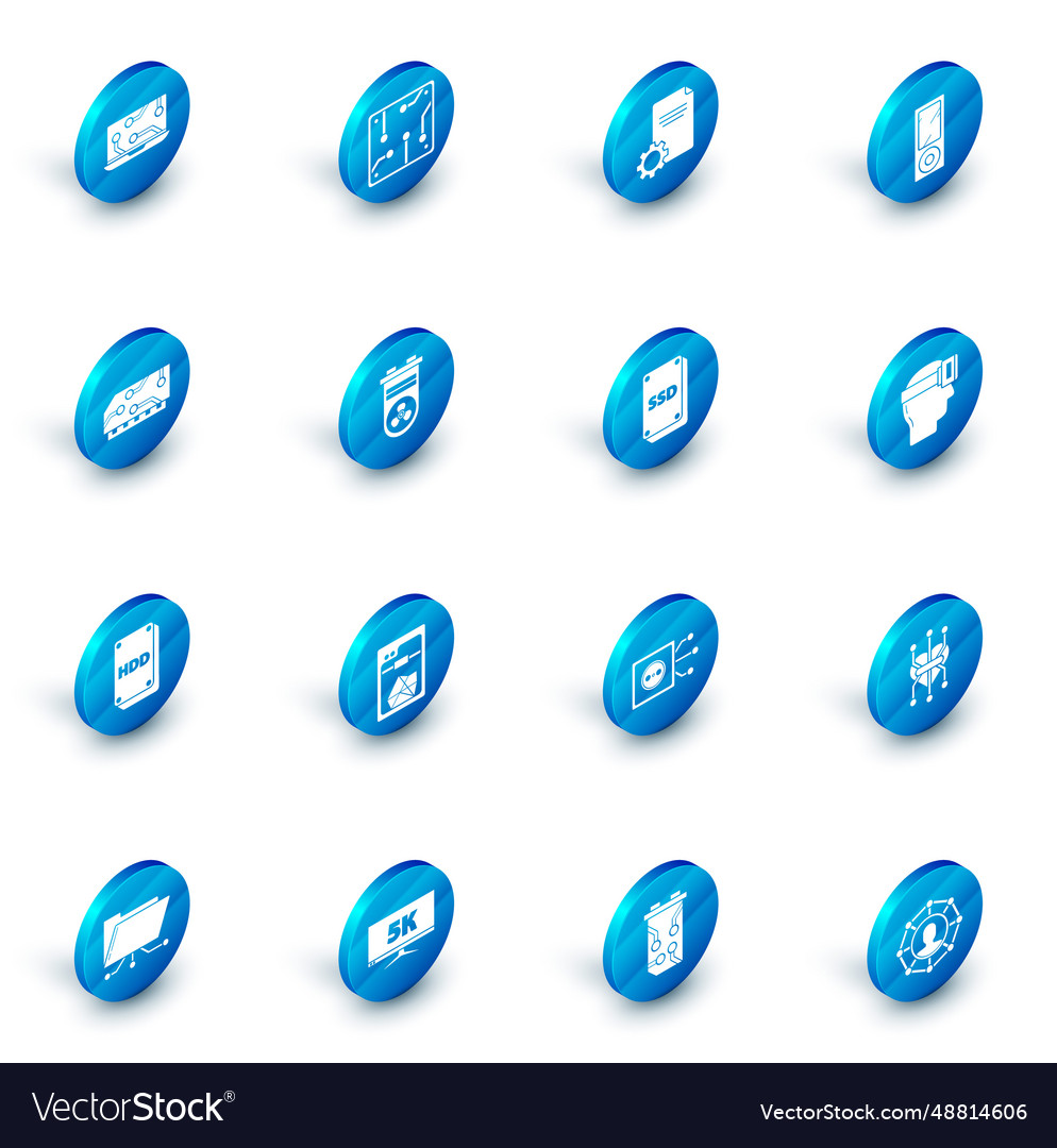 Set processor file document music player ram vector image Set processor file document music player ram