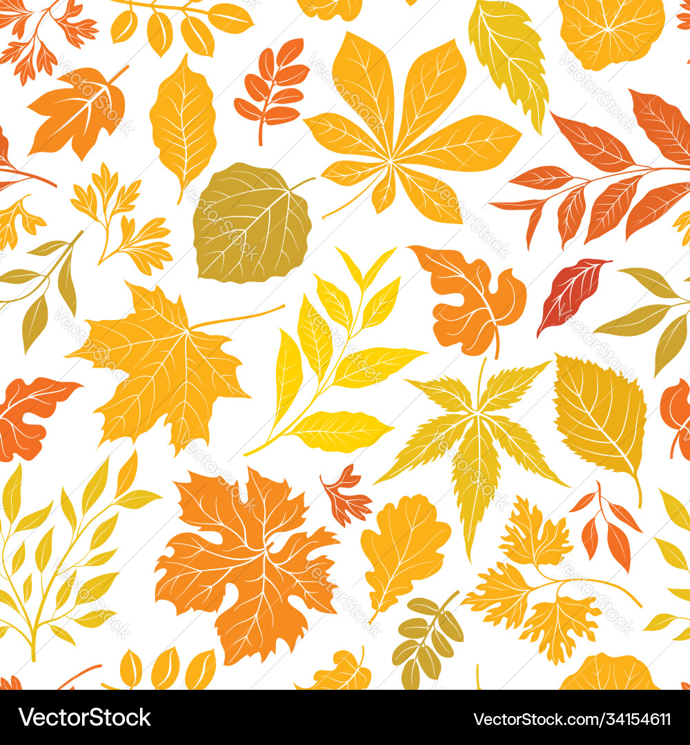 Autumn leaves stylish background fall seamless Vector Image