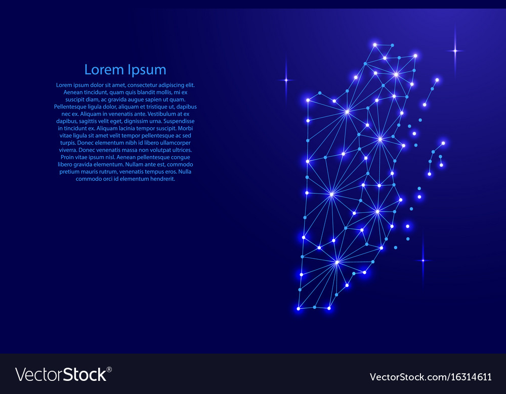 Belize map of polygonal mosaic lines network rays Vector Image