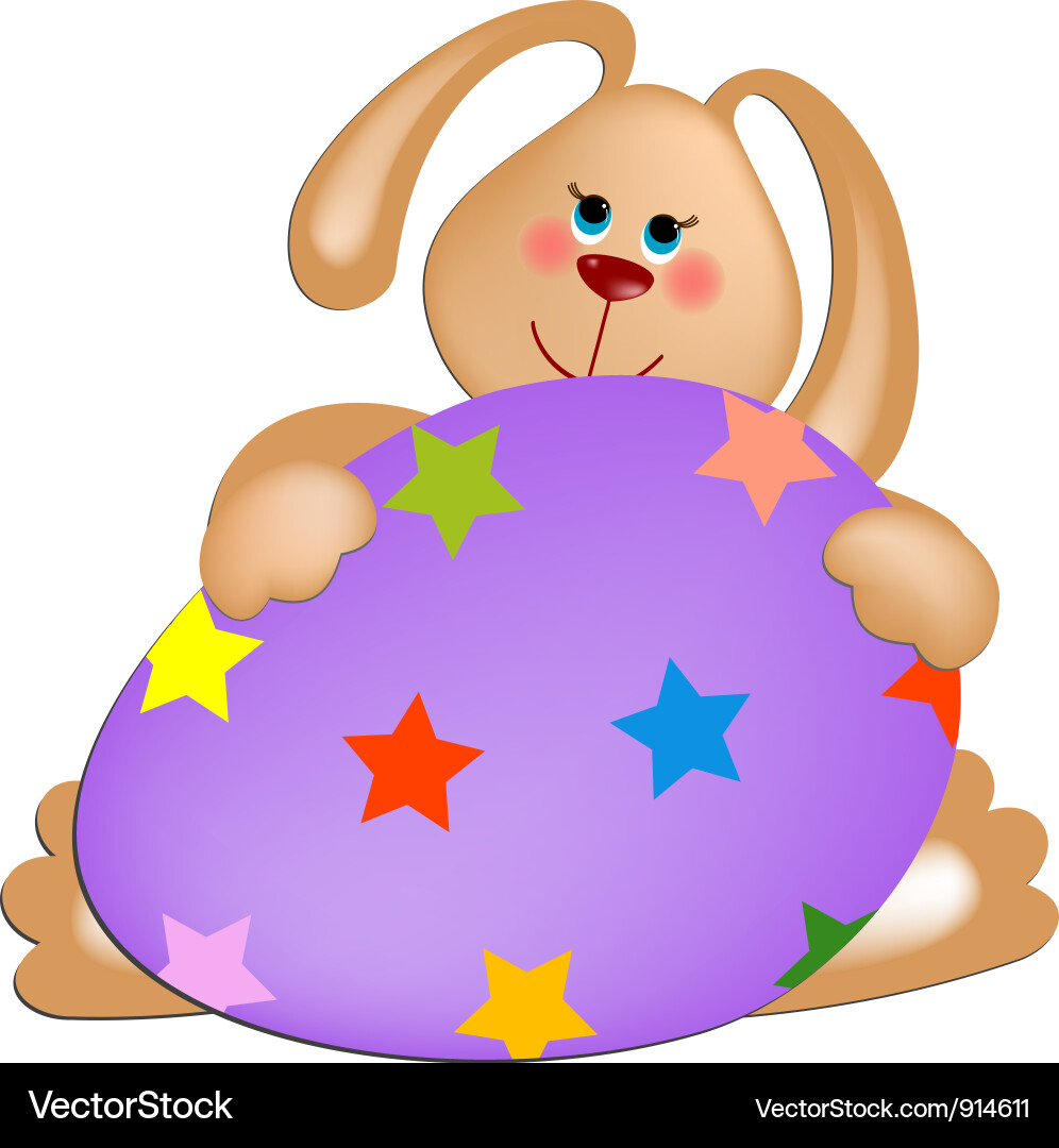 Easter rabbit with painted egg Royalty Free Vector Image