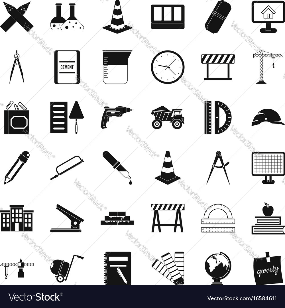 Equipment icons set simple style Royalty Free Vector Image