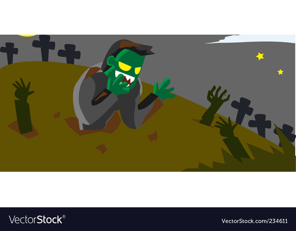 Frankenstein graveyard Royalty Free Vector Image