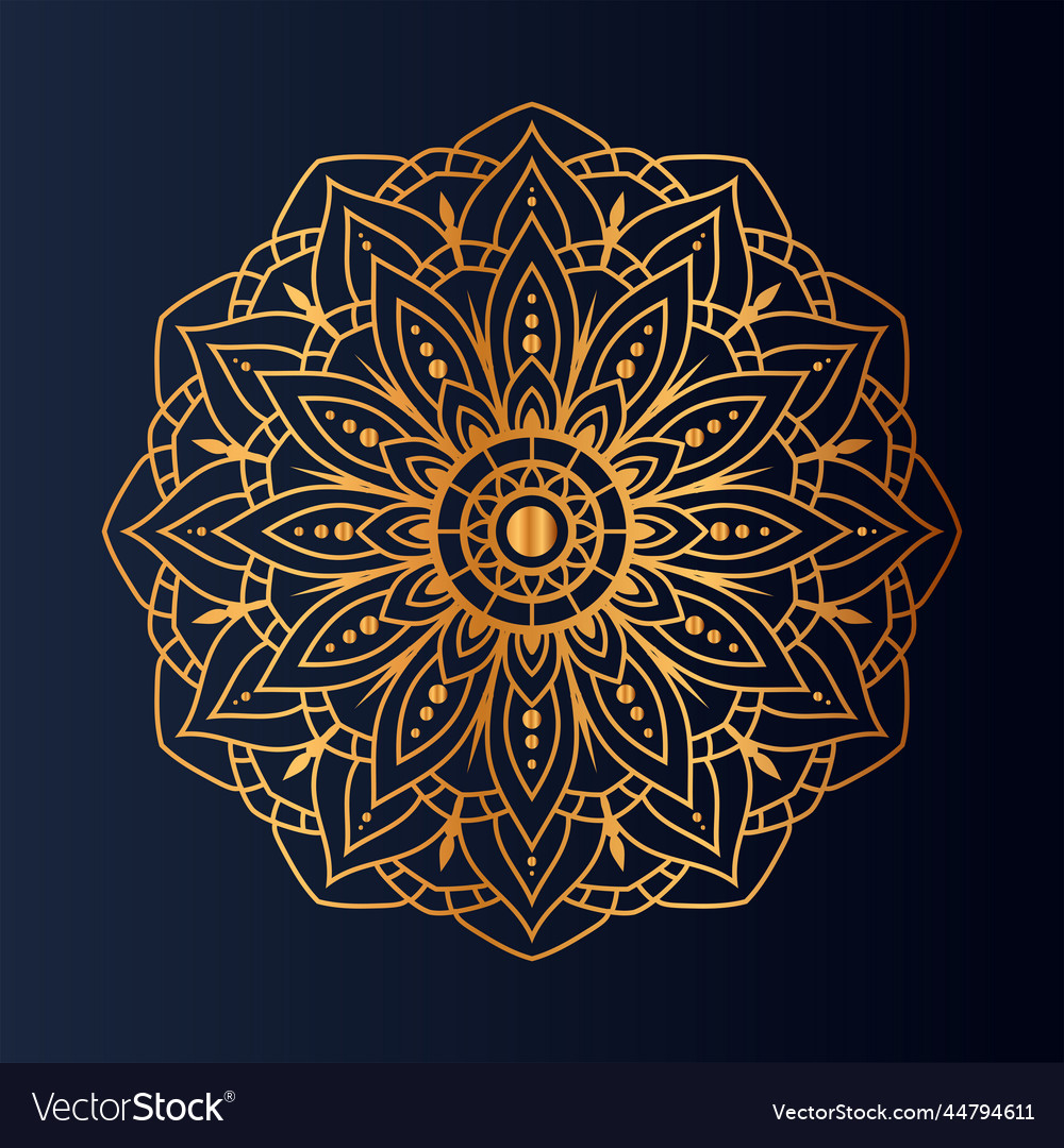 Gold color floral mandala Royalty Free Vector Image