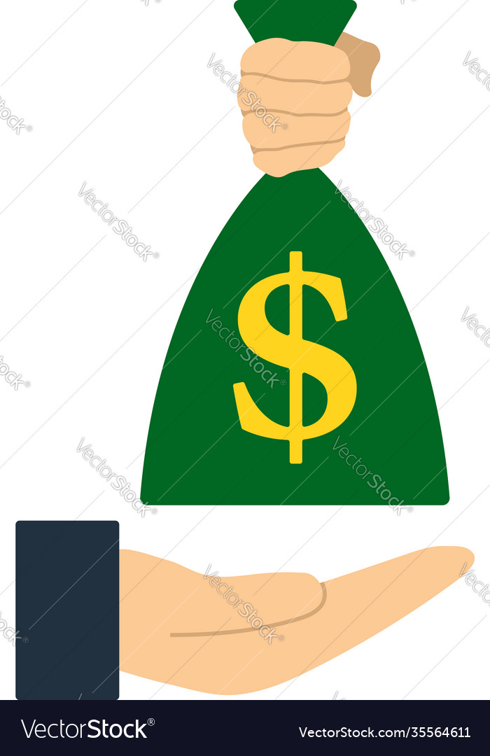 Hand holding money bag icon