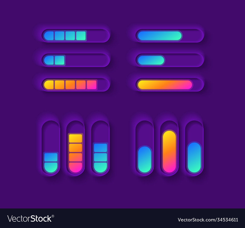 Power gauge ui elements kit Royalty Free Vector Image