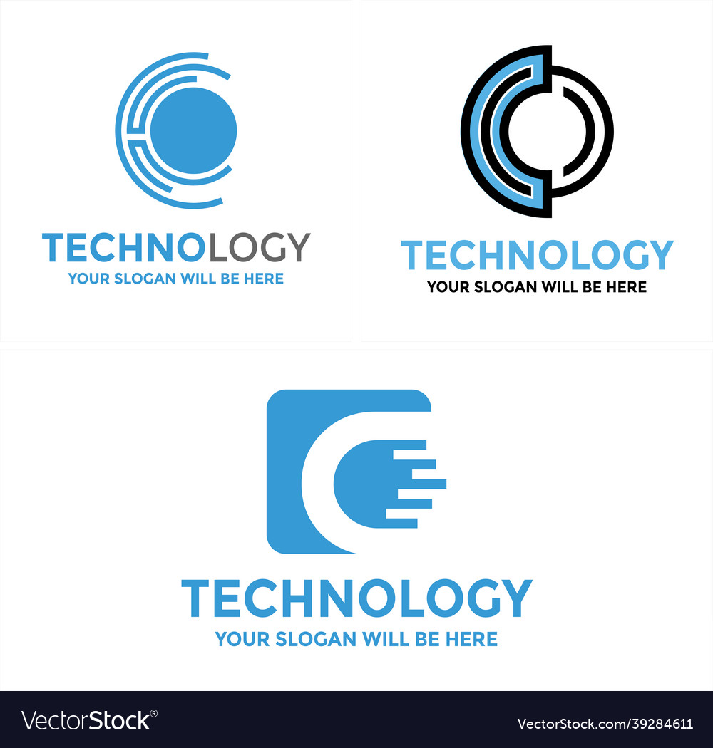 Tech Logo Icon Circle Design Royalty Free Vector Image