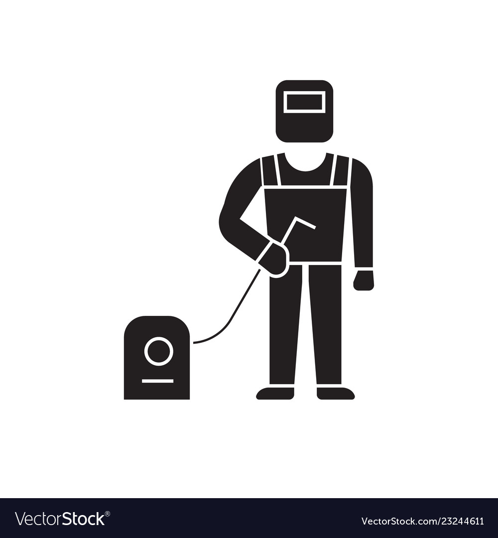 Welder welding work black concept icon