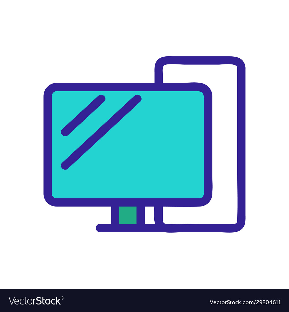 Working computer icon isolated contour vector image Working computer icon isolated contour