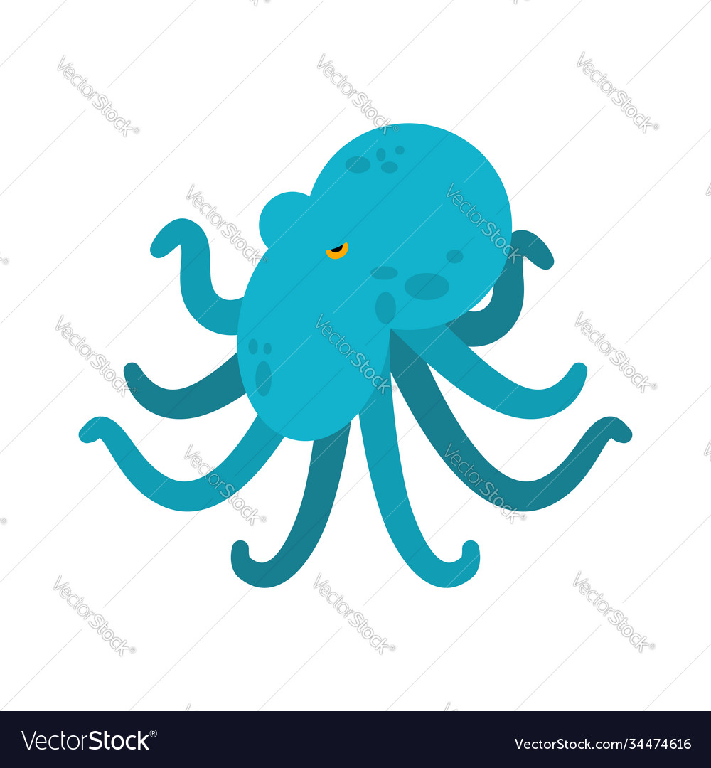 Blue octopus isolated water animal