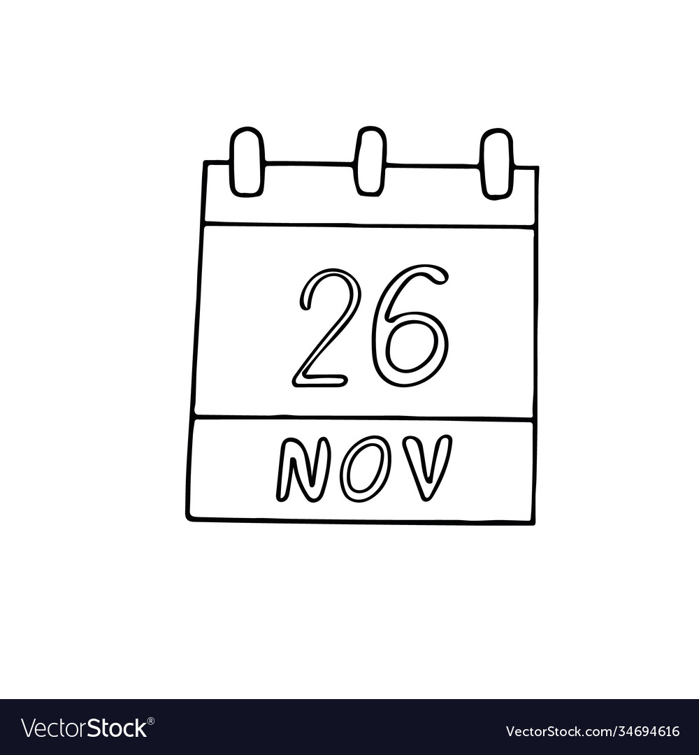 Calendar hand drawn in doodle style november 26