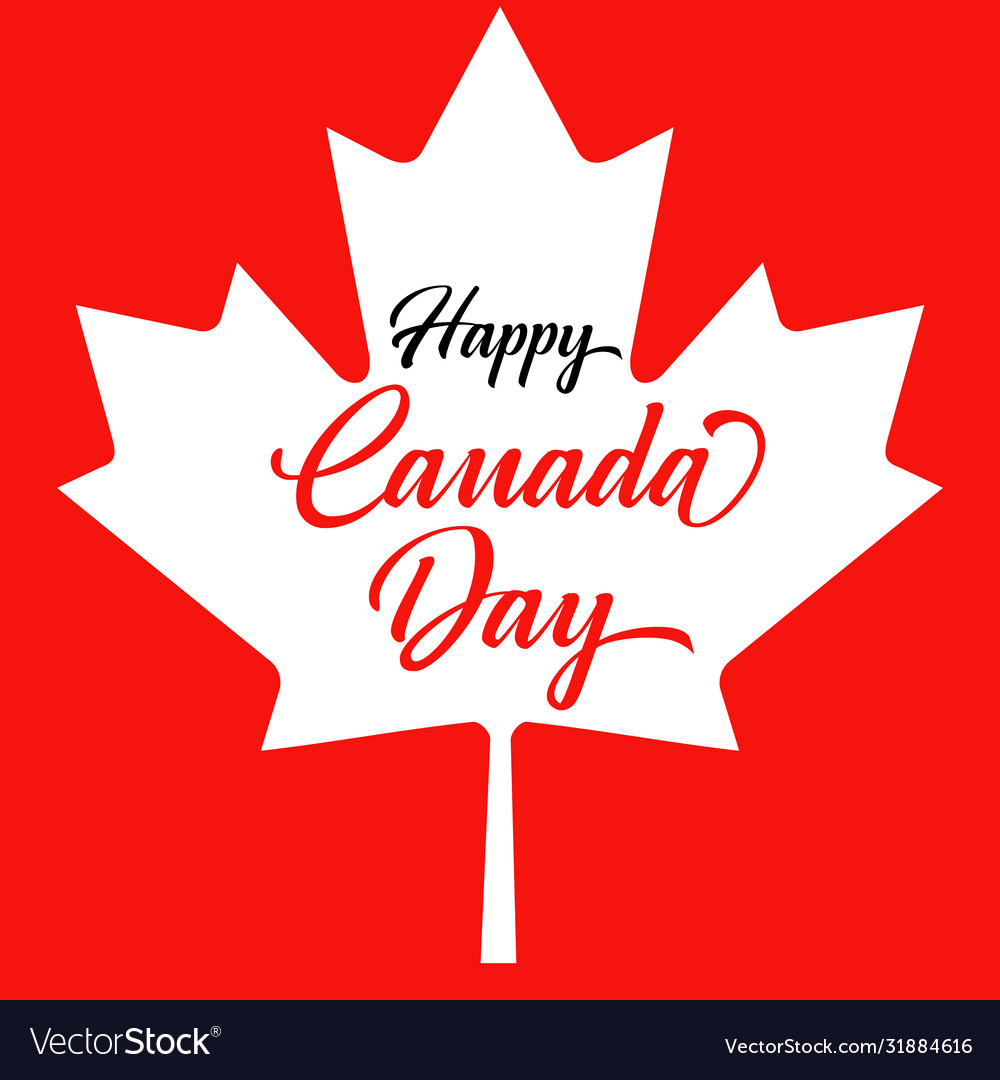 Happy canada day red lettering leaf Royalty Free Vector