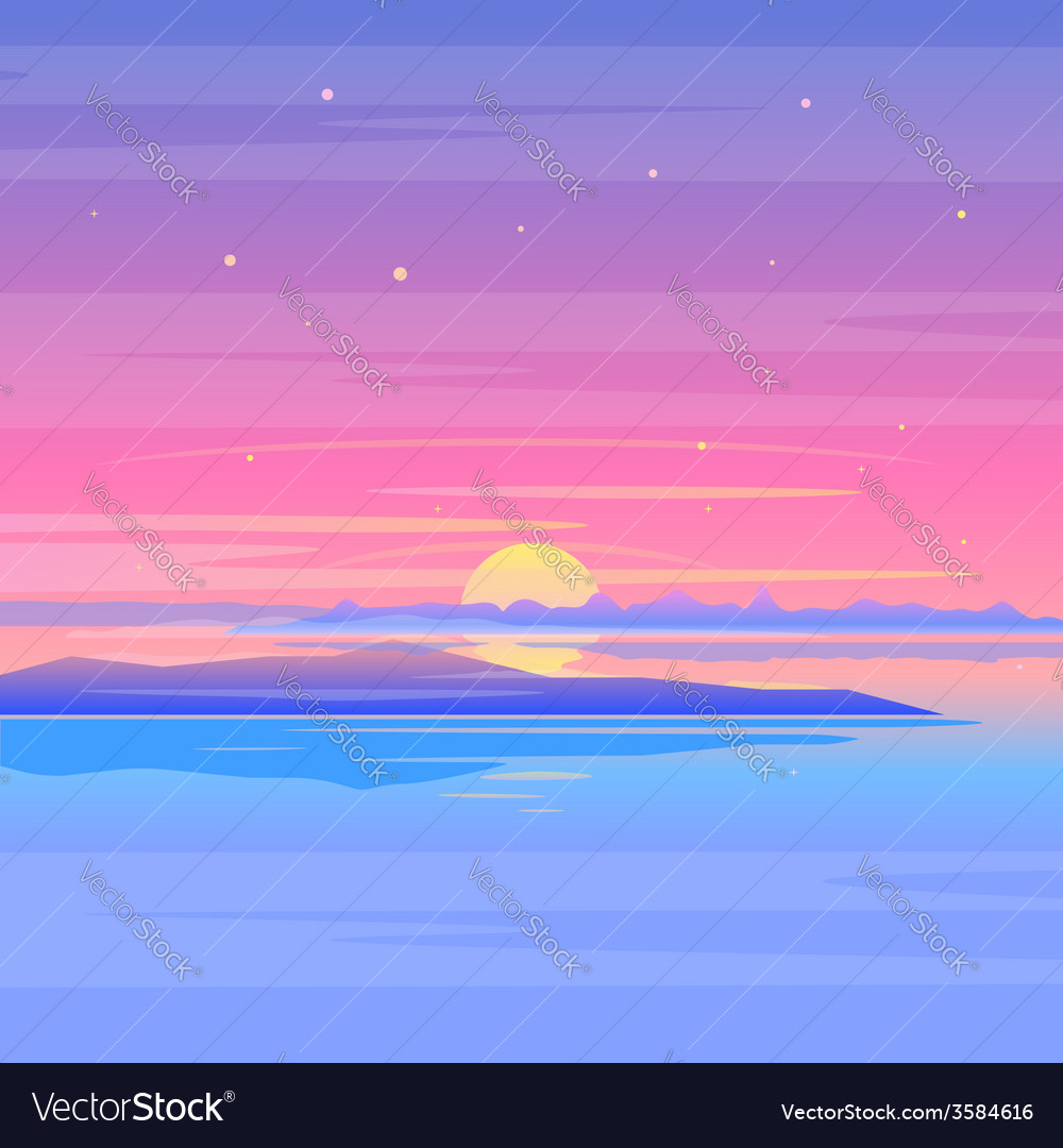 Sunset landscape Royalty Free Vector Image - VectorStock