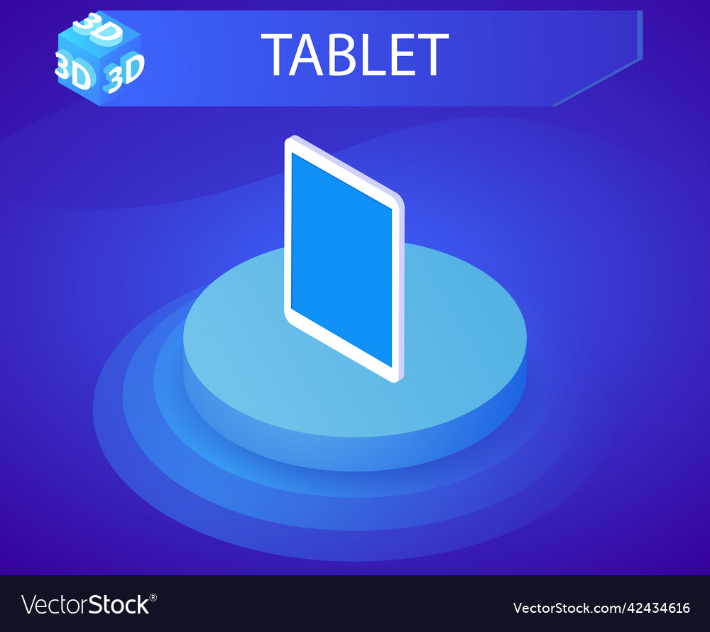 Tablet isometric design icon web 3d colorful