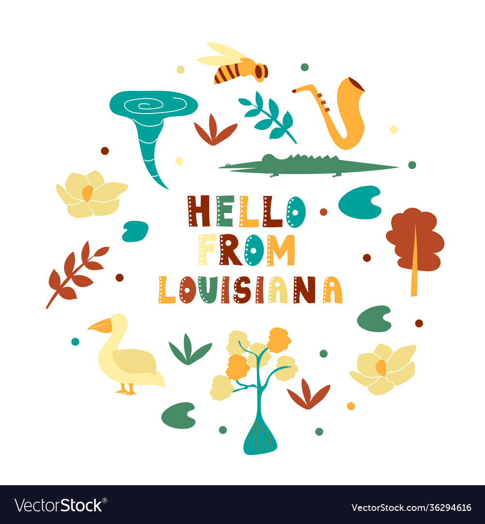 Usa collection hello from louisiana theme state