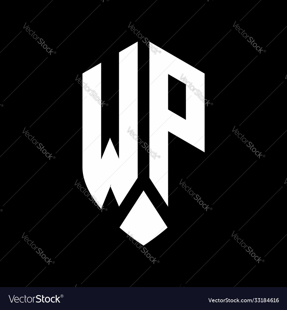 Wp logo monogram with emblem shield style design Vector Image