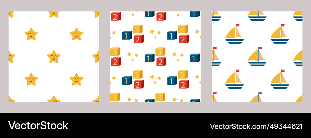 Cute baby set seamless pattern Royalty Free Vector Image
