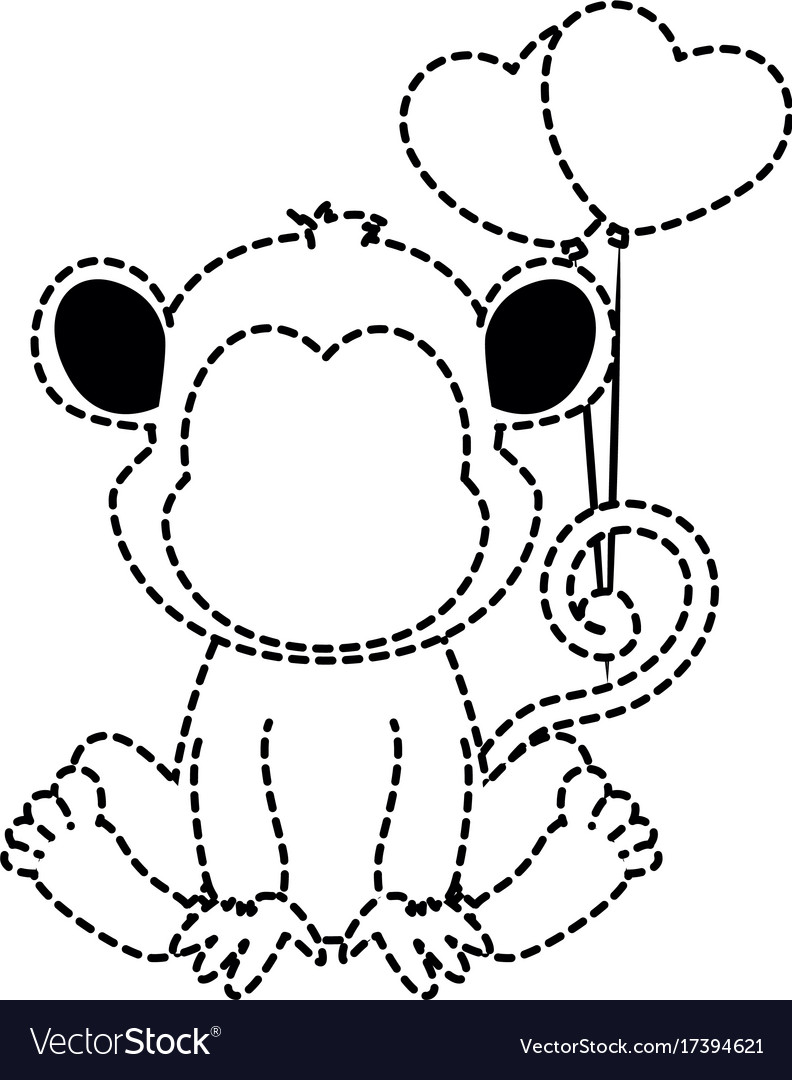 Cute monkey with balloons air character icon