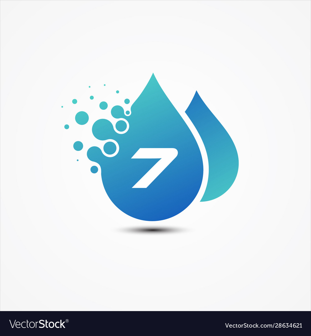 Droplet design with letter 7 symbol