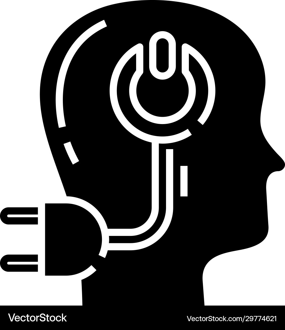 E intellect black icon concept Royalty Free Vector Image