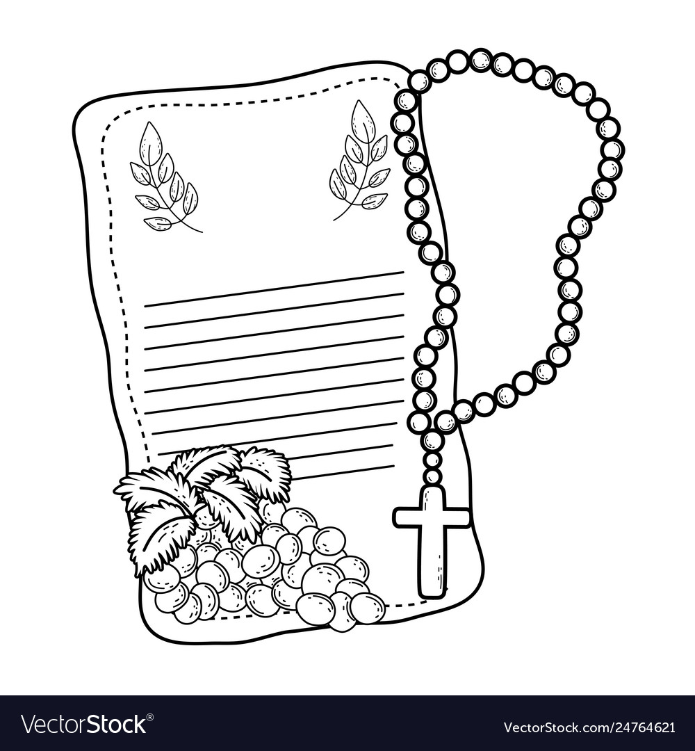 First communion card with rosary vector image First communion card with rosary