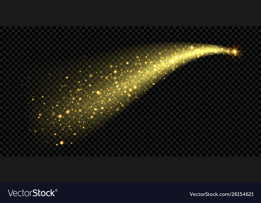 Gold glitter stardust trail spark light christmas vector image Gold glitter stardust trail spark light christmas