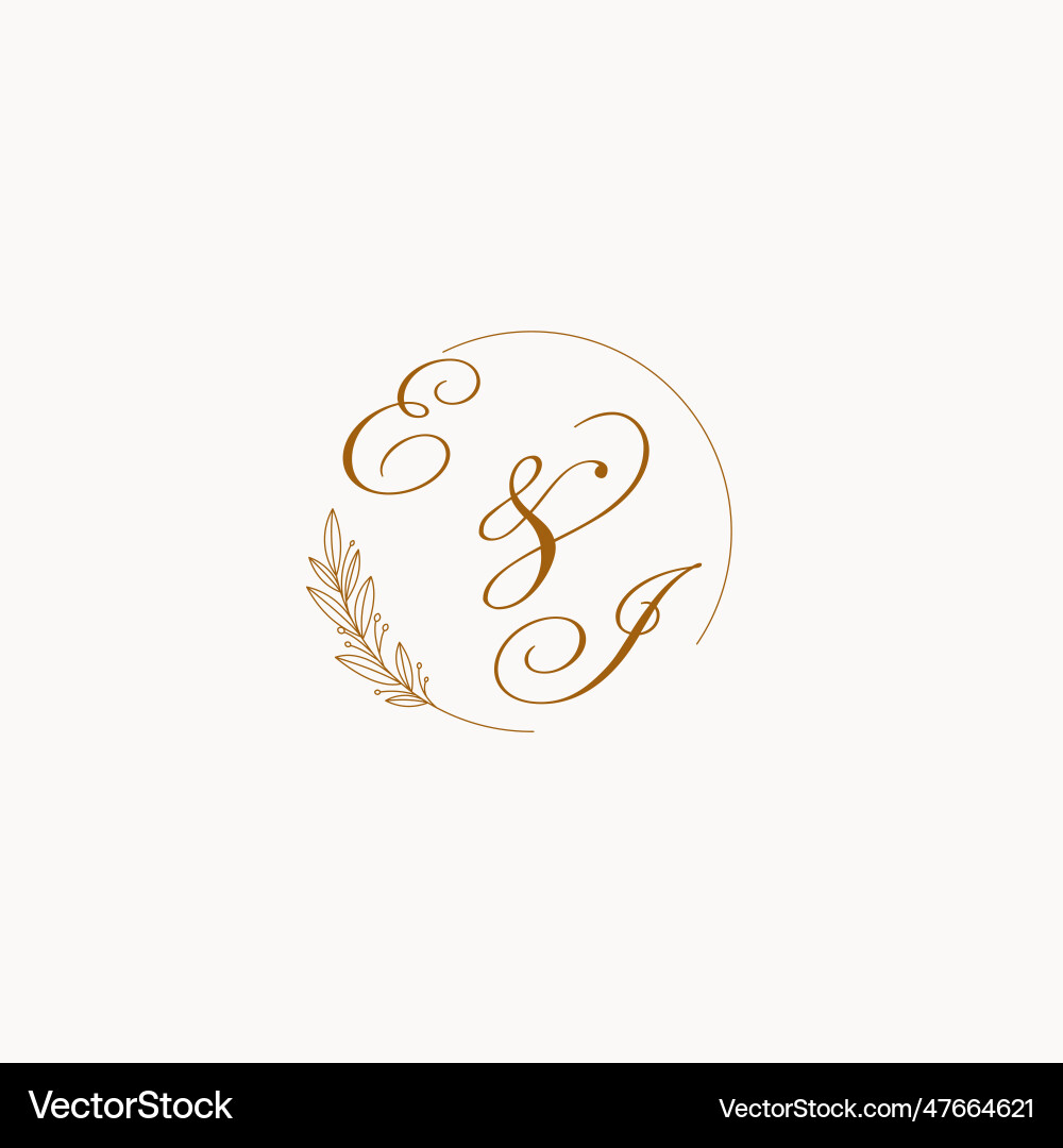 Initials el wedding monogram logo with leaves Vector Image