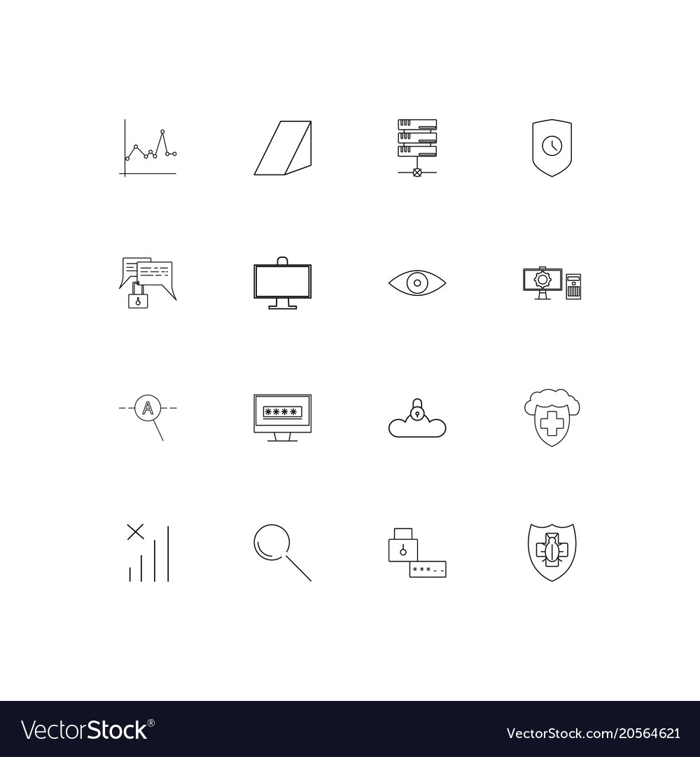 Internet security simple linear icons set