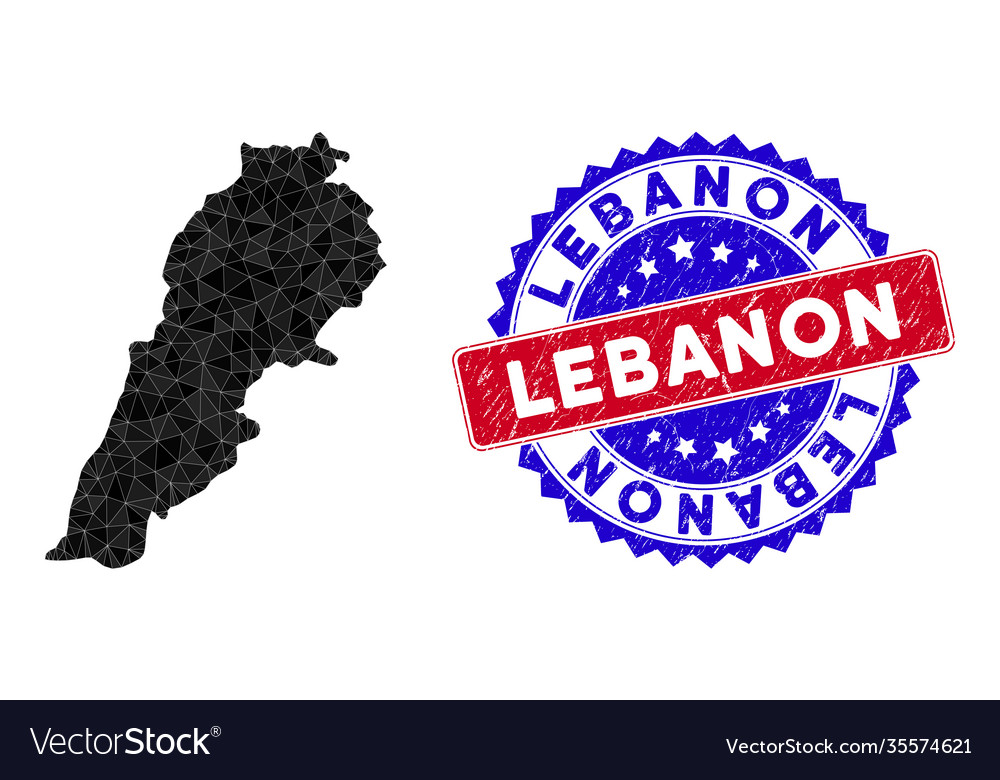 Lebanon map triangle mesh and scratched bicolor