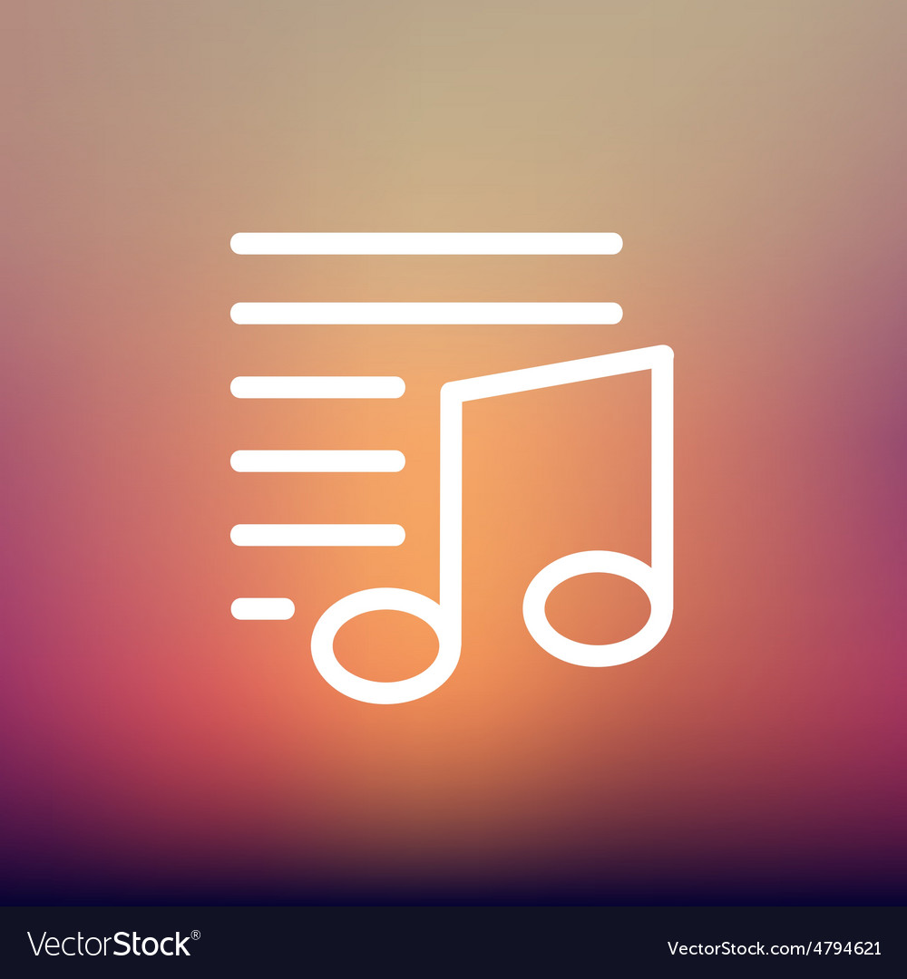 Musical note with lines thin line icon