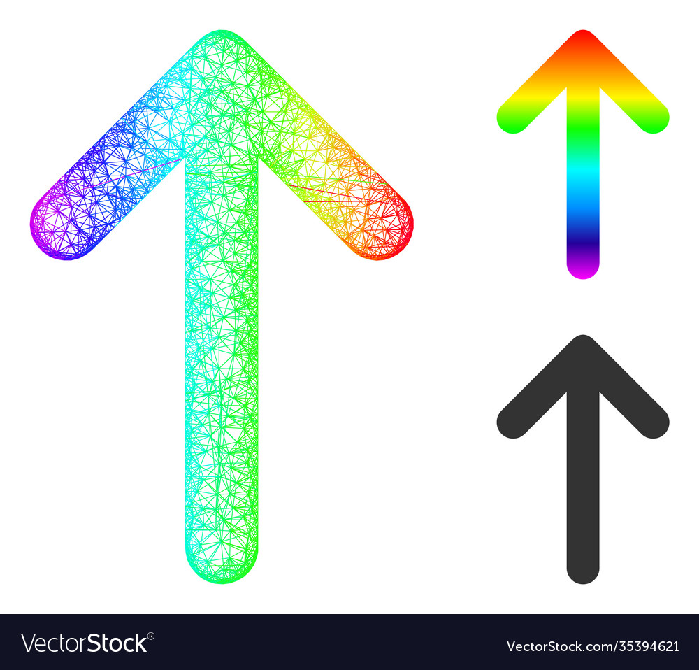 Rainbow net mesh gradient arrow up icon vector image Rainbow net mesh gradient arrow up icon