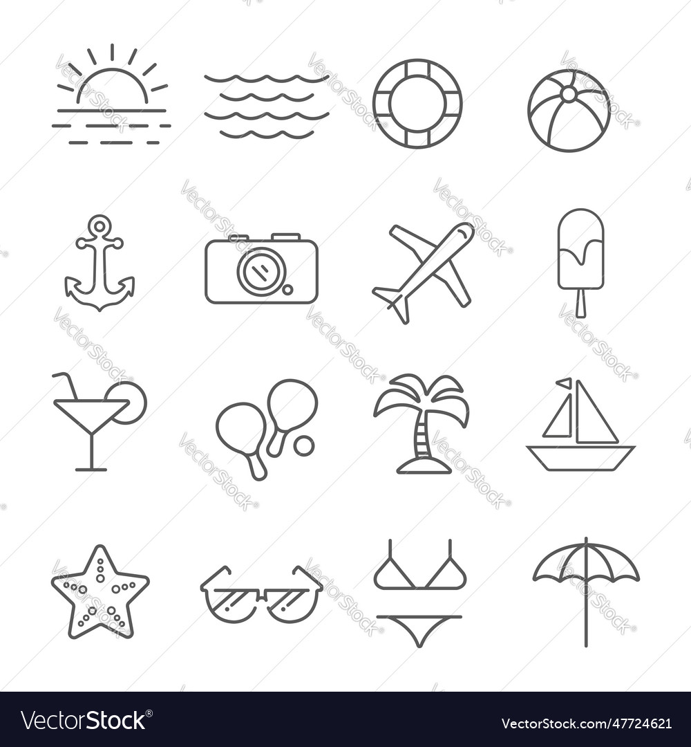 Summer line icons Royalty Free Vector Image - VectorStock