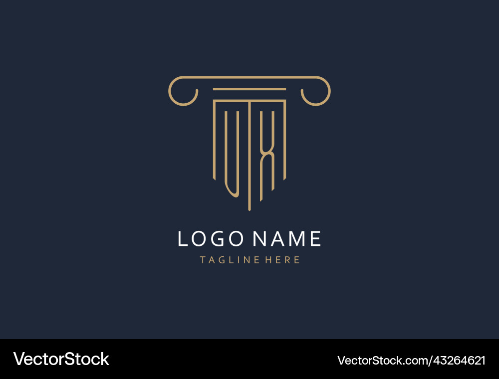 Ux initial with pillar shape logo design creative Vector Image